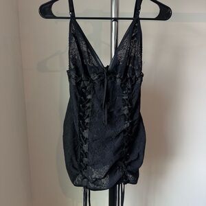 Black lace up corset dres